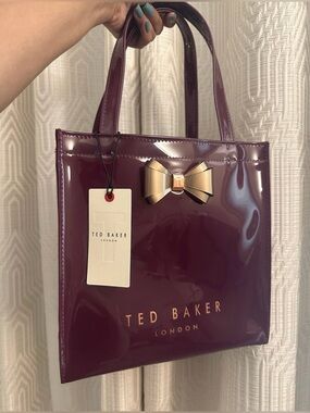 TED BAKER Authentic Aracon Plain Bow Icon OXBLOOD Tote Bag NWT